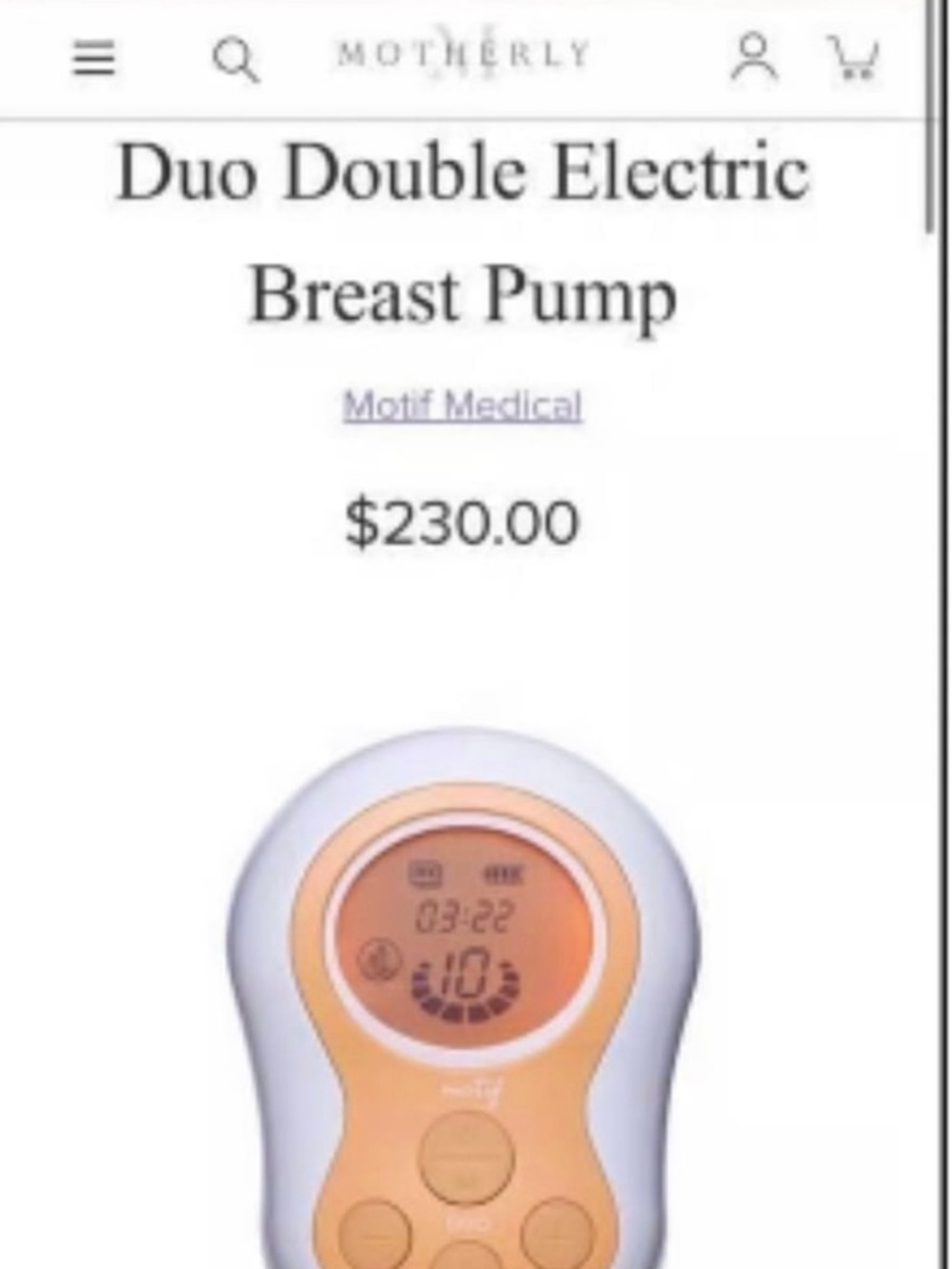 Motif Duo Double Electric Breast Pump - White & Peach